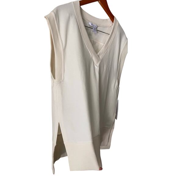 NWT Athleta Retroterry V Neck Sweatshirt XS White Oversized Sweater Vest Preppy - Picture 7 of 11